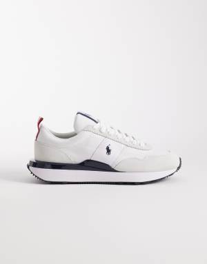 Polo Ralph Lauren Train 89 suede sneaker in white and navy