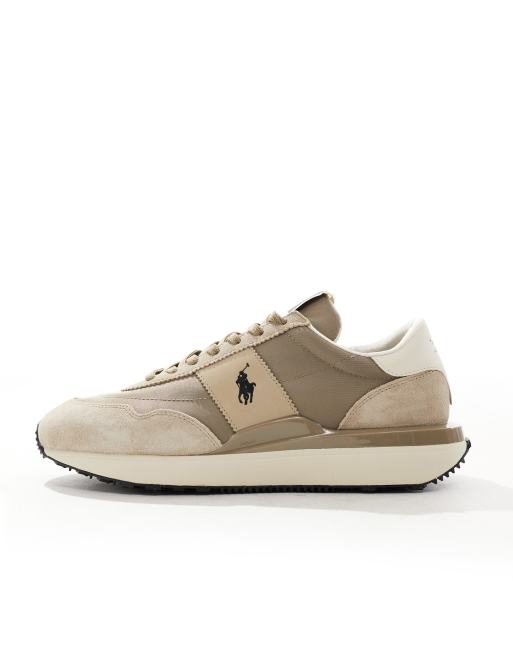 Polo Ralph Lauren Train 89 trainer with logo in tan