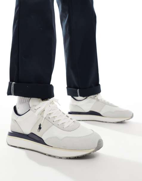 Polo Ralph Lauren Train '89 trainer with logo in white and navy - view 1