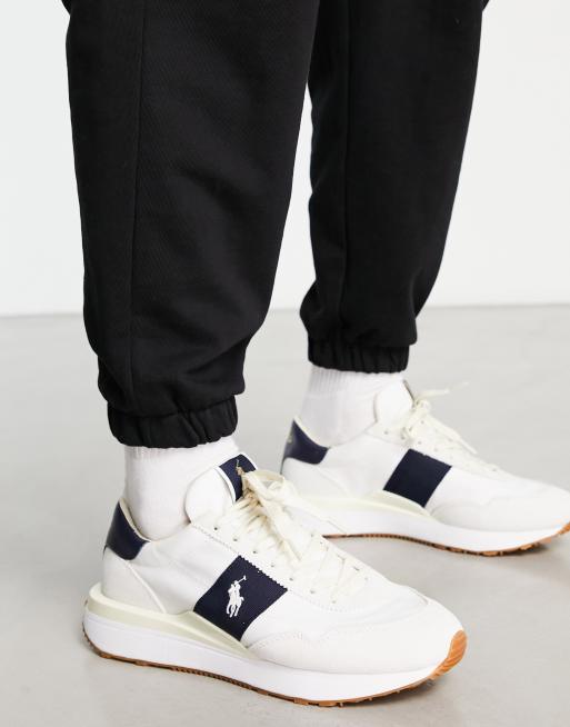 Polo Ralph Lauren train '89 trainers in cream/navy with pony logo