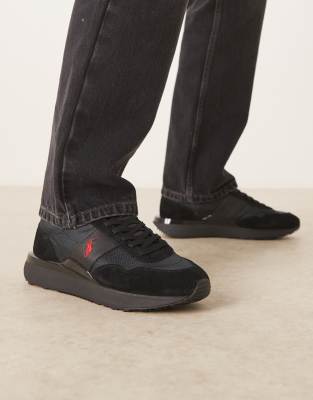 Polo Ralph Lauren Men's Black Train '89 Trainers With Red Rib Detail In