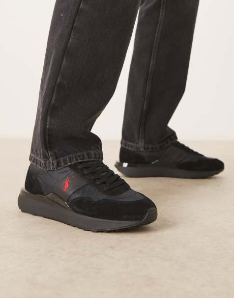 Polo Ralph Lauren Train '89 trainers with red rib detail in black - view 1