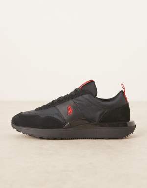 Polo Ralph Lauren Train '89 trainers with red rib detail in black
