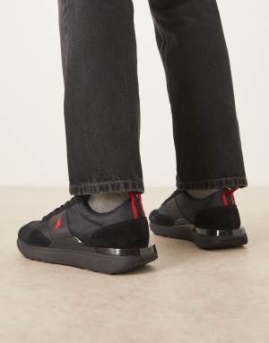 Polo Ralph Lauren Train '89 trainers with red rib detail in black