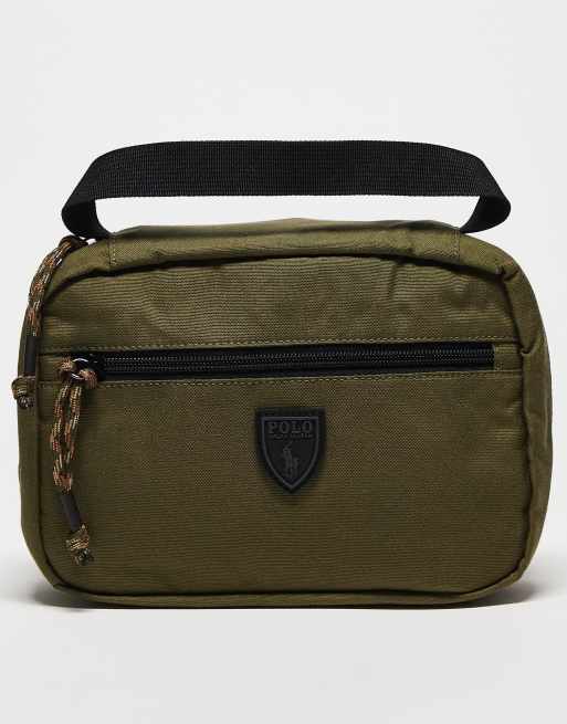 Polo Ralph Lauren travel washbag in olive with logo | ASOS