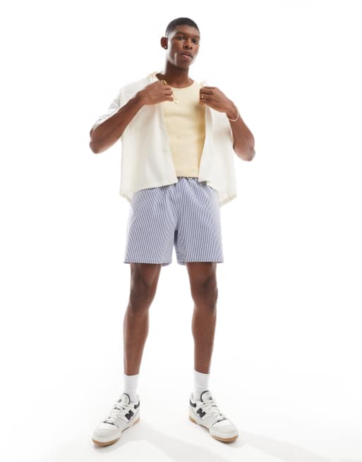 Polo Ralph Lauren - Traveler - Badeshorts med ikonlogo og blå striber i bæk-og-bølge-stof