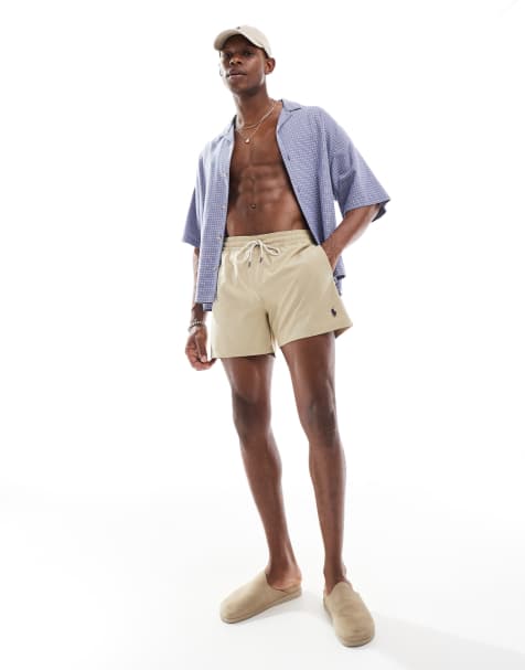 Polo Ralph Lauren - Traveler - Beige mellemlange badeshorts med logoikon i slim fit - view 1