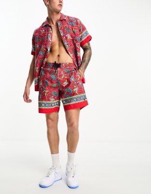 Polo Ralph Lauren Traveler paisley print board shorts in red CO-ORD - ASOS Price Checker
