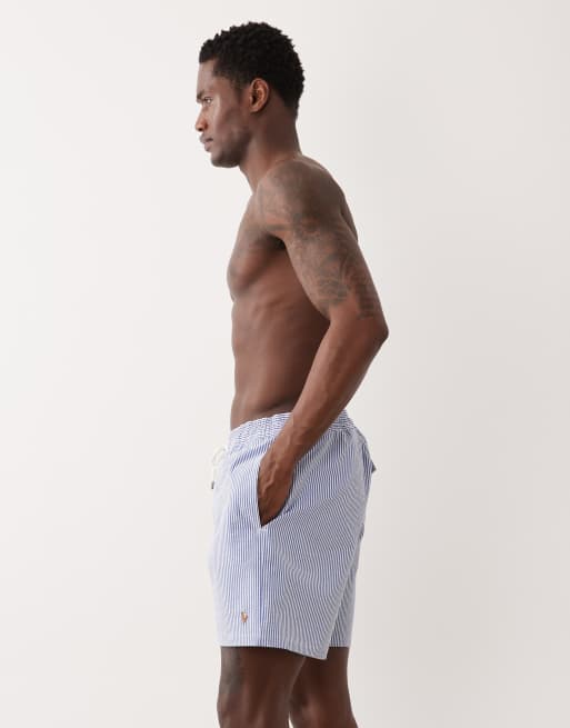 Polo Ralph Lauren – Traveler – Classic-Fit-Badehose aus Seersucker in Kreuzfahrt-Blau, 3 von 5