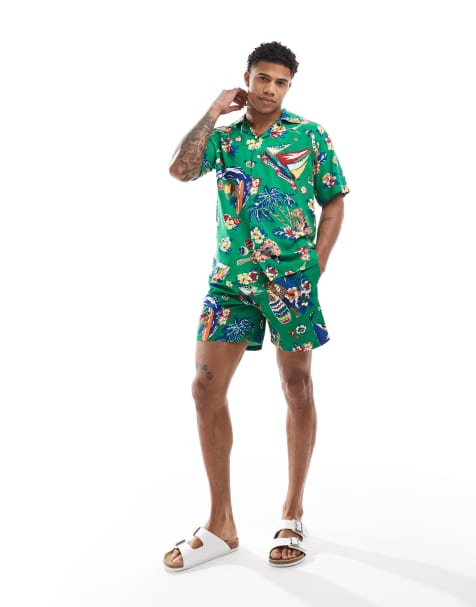 Polo Ralph Lauren - Traveler - Grønne badeshorts med surf-inspireret bjørneprint - Del af sæt - view 1