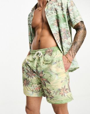 Polo Ralph Lauren Traveler hawaiian beach print mid swim shorts in multi CO-ORD