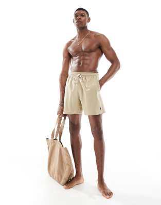 Traveler icon logo swim shorts in beige-Neutral