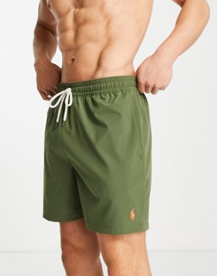 Polo Ralph Lauren Traveler icon logo swim shorts in olive green
