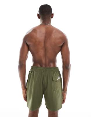 Shop Polo Ralph Lauren Traveler Icon Logo Swim Shorts In Green
