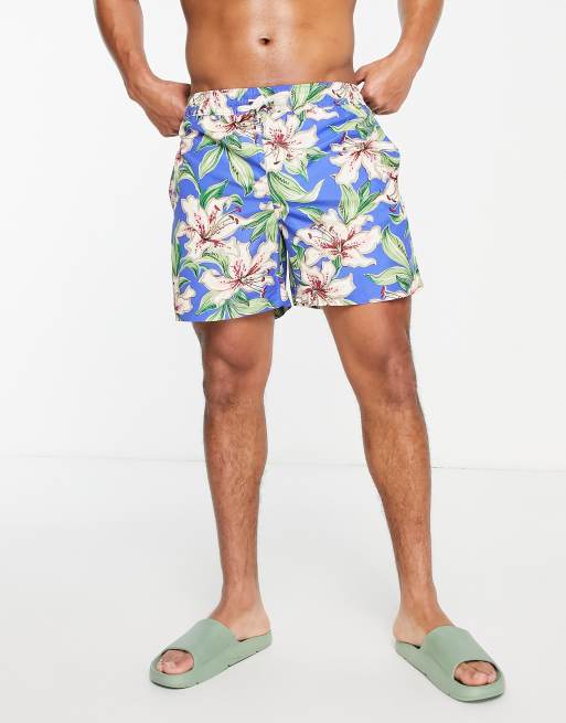 Polo Ralph Lauren - Traveler - Pantaloncini da bagno con logo e stampa con gigli, colore blu