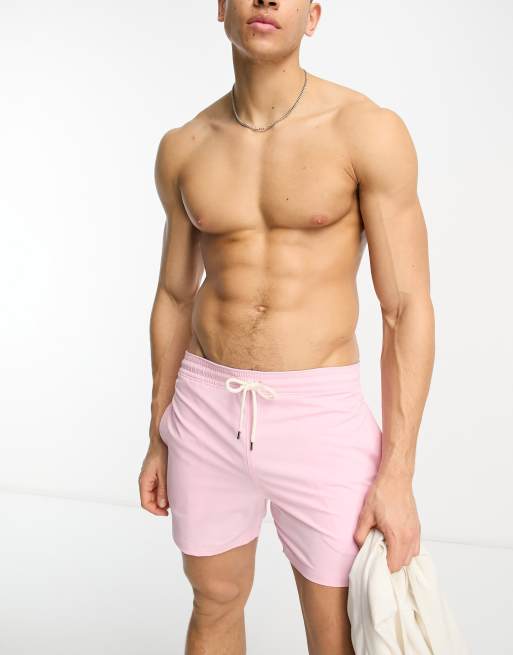 Polo Ralph Lauren - Traveler - Pantaloncini da bagno slim lunghezza media rosa con logo iconico