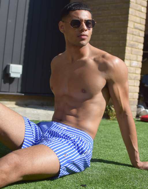 Blue & White Drawstring Swim Briefs