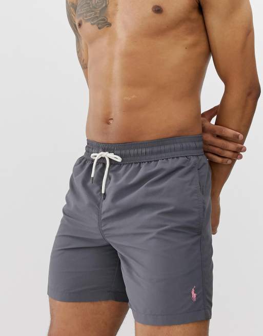 Polo Ralph Lauren Traveler player logo nylon swim shorts in combat gray