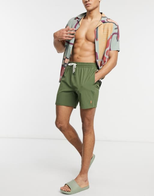 Polo Ralph Lauren Traveler player logo swim shorts in supply olive - MGREEN  | ASOS