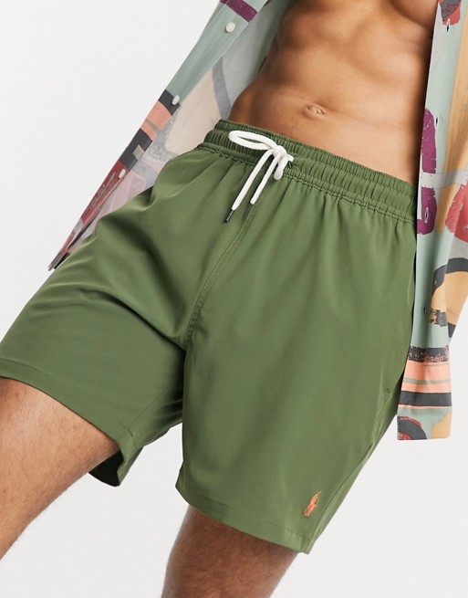 Polo Ralph Lauren Traveler player logo swim shorts recycled polyester in supply olive