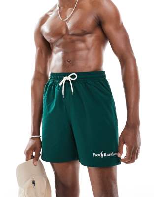 Polo Ralph Lauren Traveler script logo longer length swim shorts in mid green