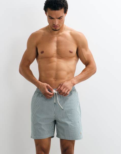 Polo Ralph Lauren - Traveler - Short de bain en crépon rayé - Vert forestier - view 1