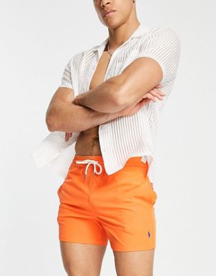 Polo Ralph Lauren - Traveler - Short de bain mi-long avec logo joueur de polo - Orange | ASOS
