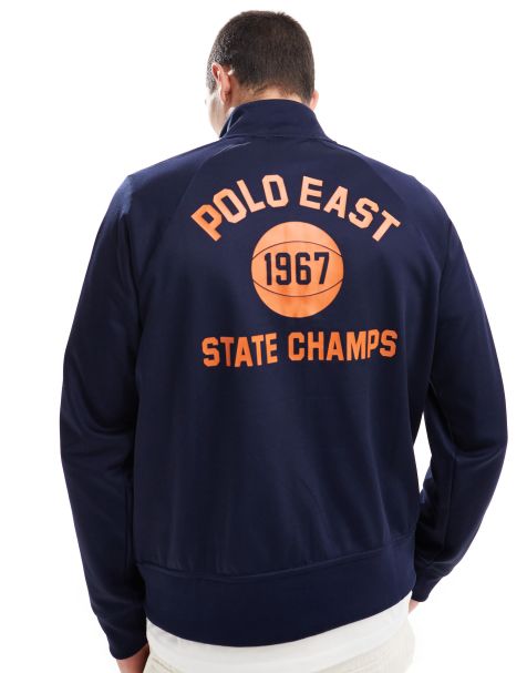 Polo Ralph Lauren - Tricot trainingsjack met logo op de achterkant in collegestijl in marineblauw - view 1