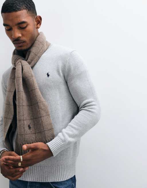Polo Ralph Lauren tørklæde med ikonlogo og ternet print i beige, 3 af 3