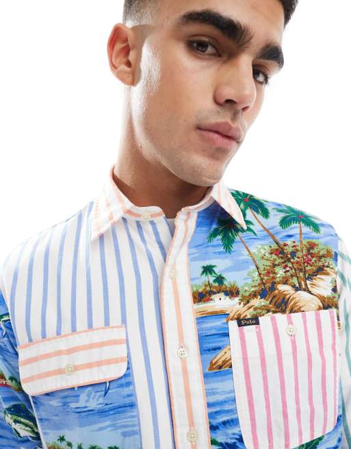 New Ralph Lauren Classic Fit Tropical Print 100% deals Oxford Shirt Size M