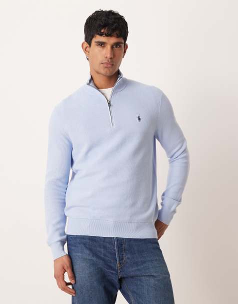 Polo Ralph Lauren - Trui met korte rits en icoonlogo in blauw - view 1