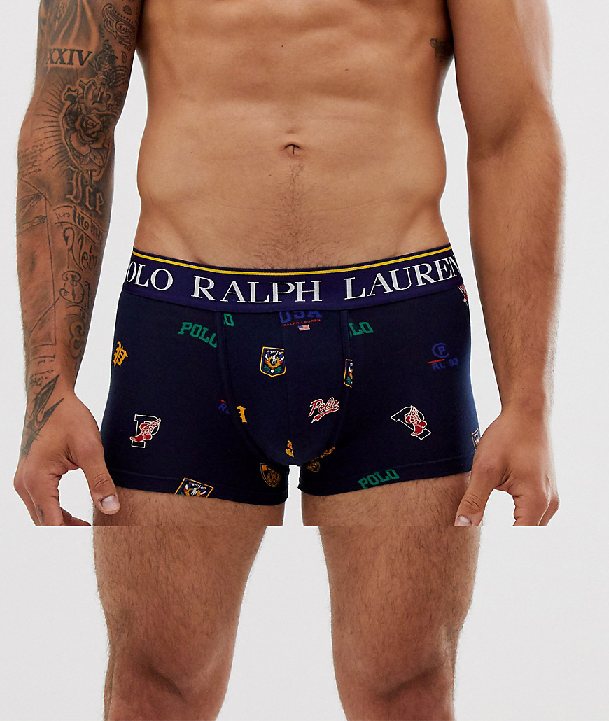 Polo Ralph Lauren trunk in navy with all over logo crest print