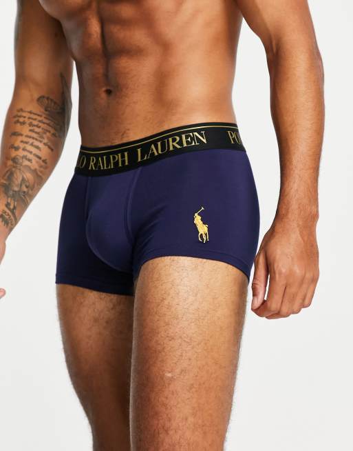 Polo Ralph Lauren trunks with gold logo in navy