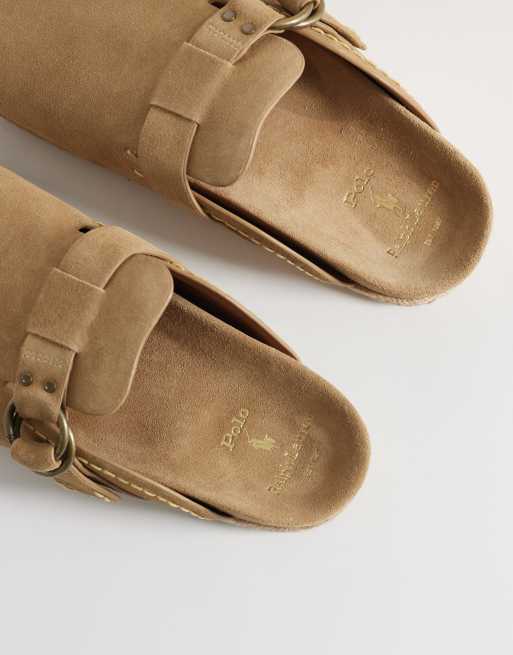Polo Ralph Lauren turbach suede clog sandal in beige, 3 of 4