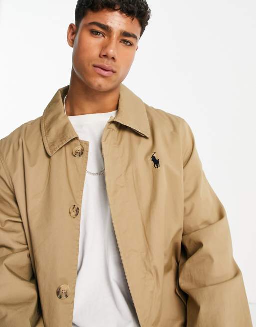 Polo Ralph Lauren twill walking coat in beige with logo