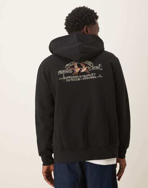 Polo Ralph Lauren utility back print full zip hoodie in black - view 1