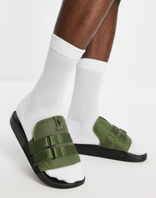 Polo Ralph Lauren utility slider in green with logo