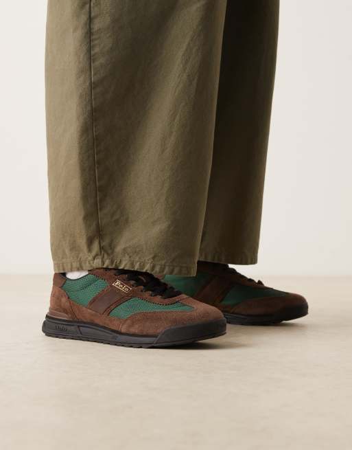 Polo Ralph Lauren - Varick - Sneakers in camoscio e tela color marrone e verde, 3 di 5