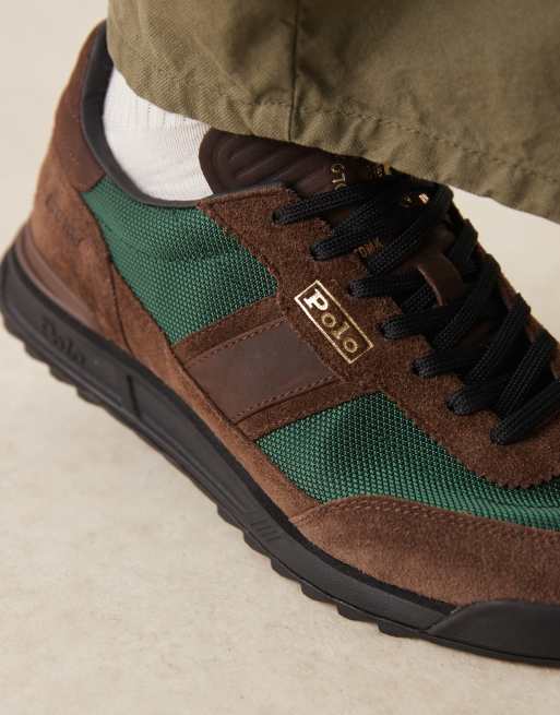 Polo Ralph Lauren - Varick - Sneakers in camoscio e tela color marrone e verde, 5 di 5