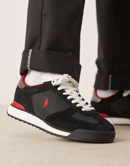 Polo Ralph Lauren - Varick - Sneakers van suède en ripstop in zwart en marineblauw