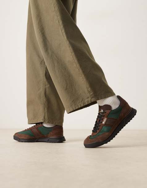 Polo Ralph Lauren Varick suede and canvas sneakers in brown and green - view 1