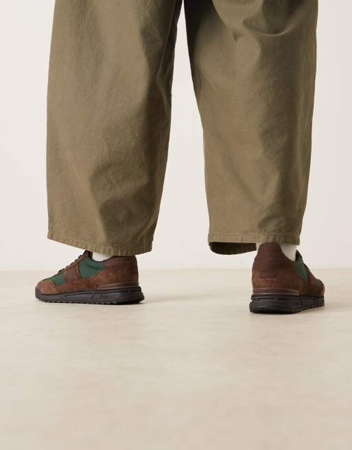 Polo Ralph Lauren Varick suede and canvas trainers in brown and green, 4 of 5