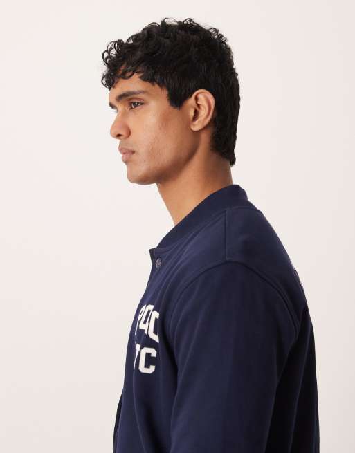 Polo Ralph Lauren varsity back print zip through jersey bomber jacket in navy, 5 of 5