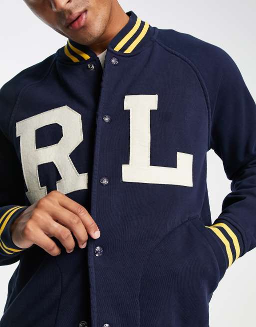 Polo Ralph Lauren varsity baseball sweat bomber in navy ASOS