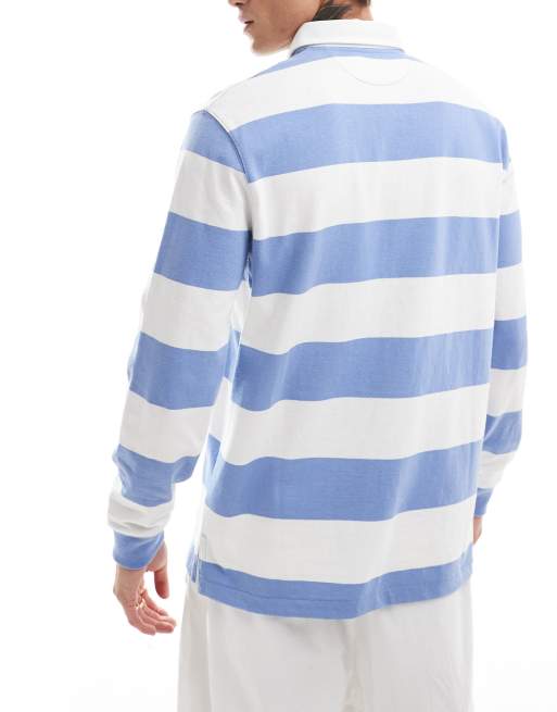 Polo Ralph Lauren varsity bear stripe rugby polo in blue/white, 3 of 4