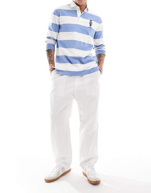 Polo Ralph Lauren varsity bear striped rugby polo shirt in Polo Ralph Lauren varsity bear striped rugby polo shirt in