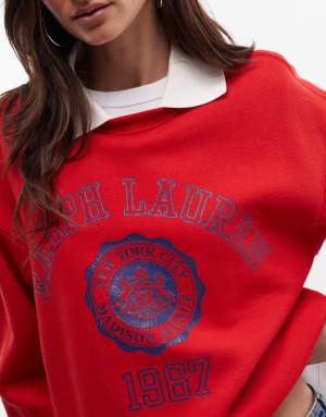 Polo Ralph Lauren varsity collared sweatshirt in red