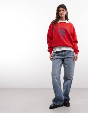 Polo Ralph Lauren varsity collared sweatshirt in red