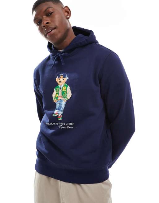 Polo Ralph Lauren - Varsity hoodie met print van beer in marineblauw