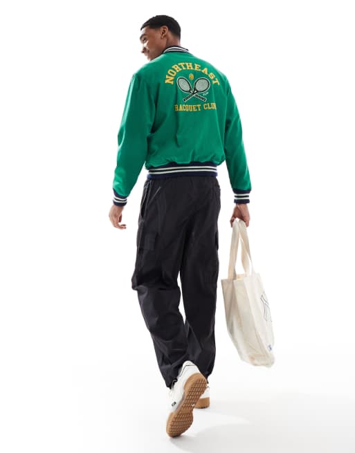 Polo Ralph Lauren - Varsity jack van katoenen popeline met Tennis Club-appliqué op de achterkant in middengroen